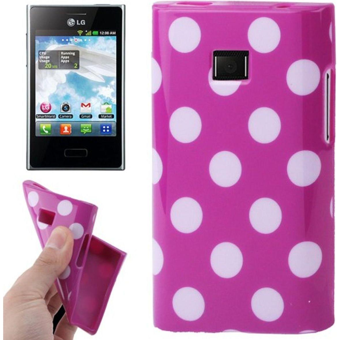 König Design Schutzhülle TPU Punkte Case für Handy LG Optimus L3 / E400 (LG Optimus L3 II), Smartphone Hülle, Rosa