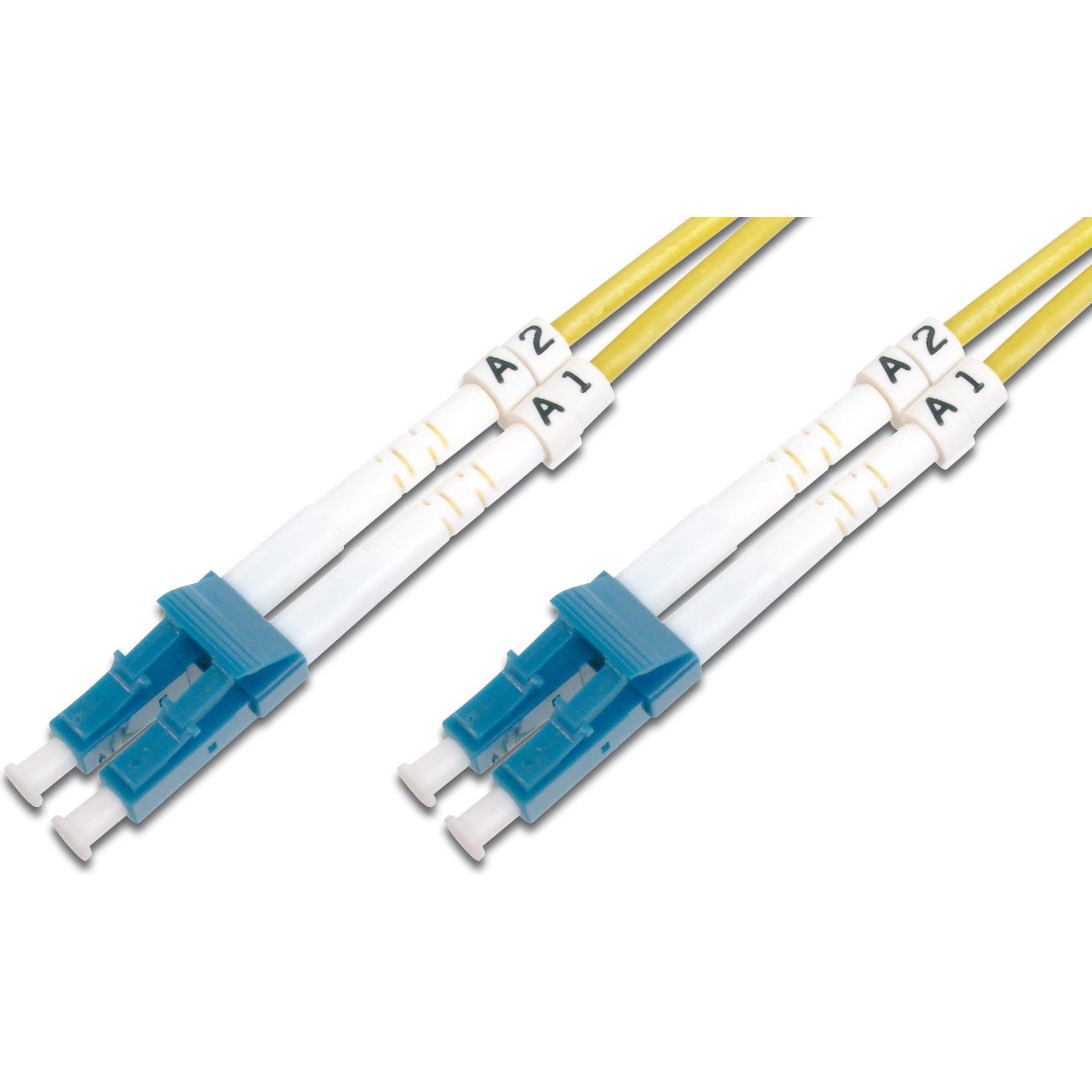 Digitus LWL Patchkabel LC/LC 09/125µm Singelmode Duplex Halogenfrei mit Messprotokoll gelb 3m (3 m), Netzwerkkabel
