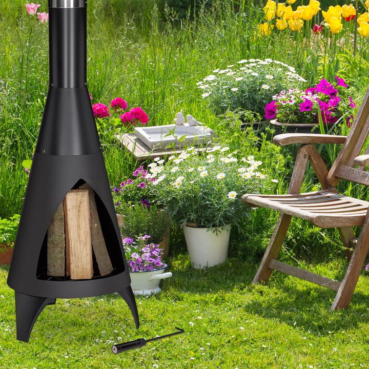 Image du produit Relaxdays Cheminée de jardin avec protecction, décoratif