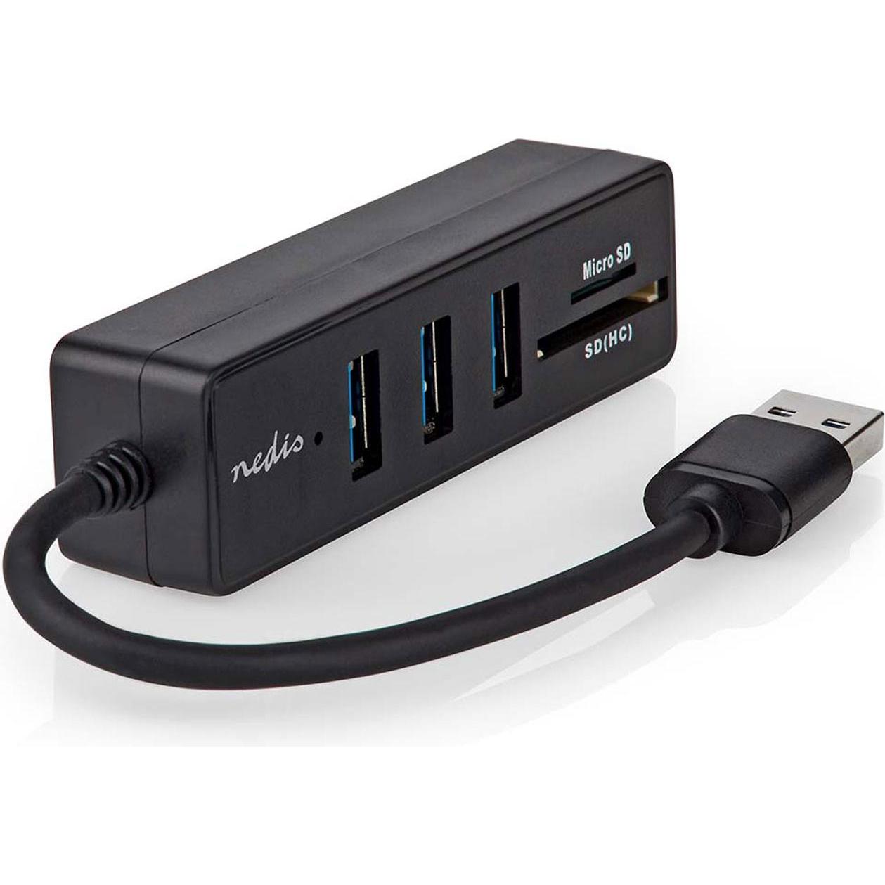 Nedis USB-Hub USB-A Stecker 3x USB A Buchse 5-Port port(s) USB 3.2 Gen 1 Stromversorgung ü (USB-C, 5 Ports), Dockingstat...