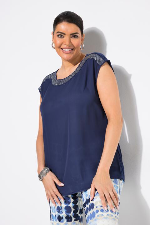 Produktbild Ulla Popken Shirt, Ziersteine, Rundhals, ärmellos, Materialmix (46, 48)