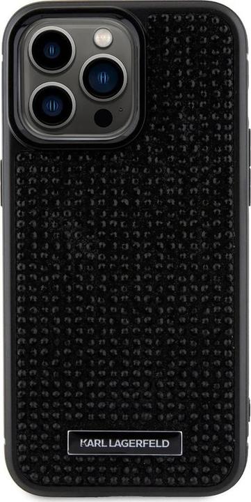 Immagine prodotto Karl Lagerfeld KLHCP15LHDSPLK Custodia rigida iPhone 15 Pro 6.1" czarny/nero con logo strass e placca in metallo (Apple iPhone 15 Pro)