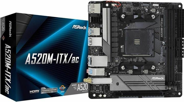 Productafbeelding AsRock A520M-ITX/ac (AM4, AMD A520, Mini-ITX)