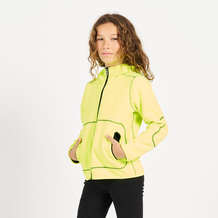 Produktbild Tribord Fleecejacke Segeln Kinder warm wendbar 500 marineblau/neongelb (164)
