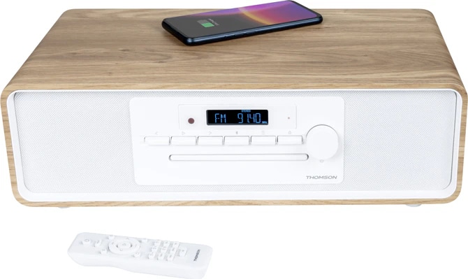 Produktbild Thomson MIC301IBT ws/holz Micro-Anlage 60W,UKW,Bluetooth,CD,USB,Induktionsladen (Bluetooth, CD Player, WLAN, 1x 10 W)