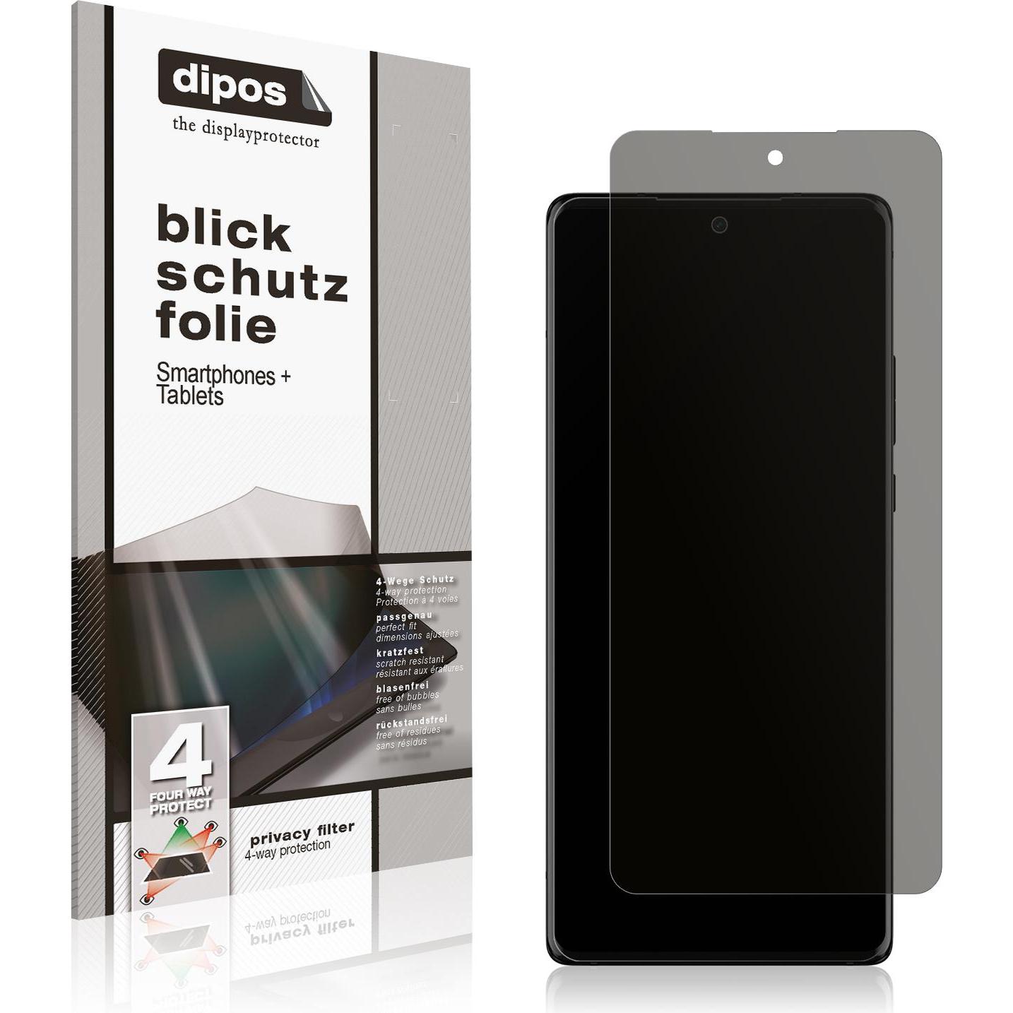 Dipos Blickschutzfolie 4-Way Privacy (1 Stück, Motorola Edge 30 Ultra), Smartphone Schutzfolie, Transparent