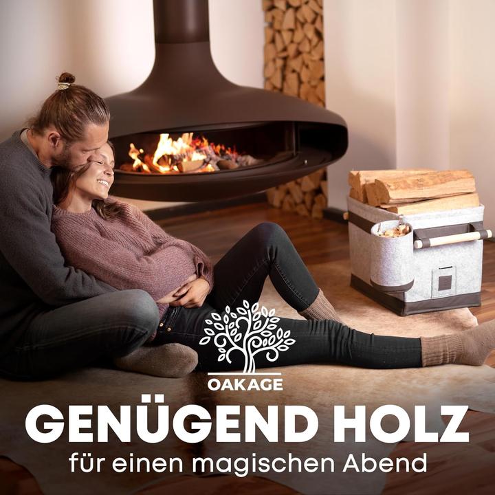 Actual product image Oakage Holzkorb für Kaminholz, mit Zündholzkorb