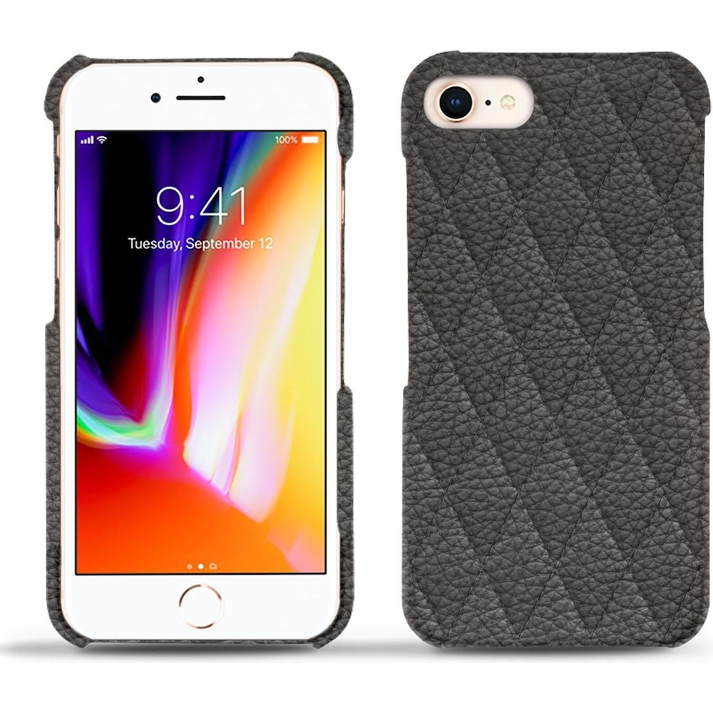 Noreve Lederschutzhülle (Apple iPhone 8), Smartphone Hülle, Grau