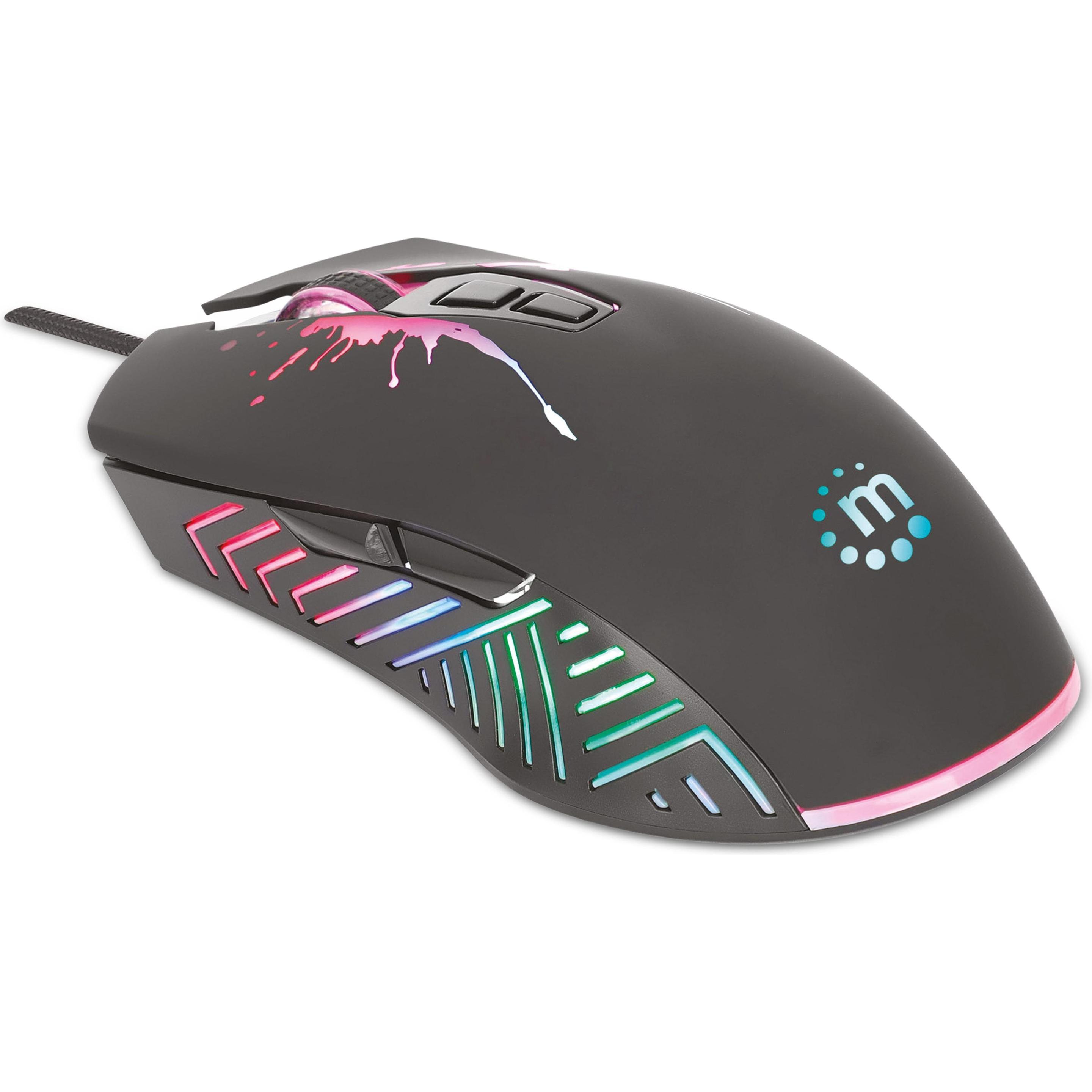 Thumbnail - Manhattan RGB LED Optische USB-Gaming-Maus (Kabelgebunden), Maus, Schwarz