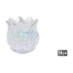 Portacandele, Teelichthalter Tulpe Perlglanz Glas 7X7X7Cm (7 x 7 x 7 cm)