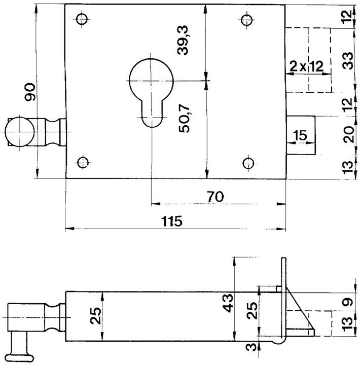 Produktbild Schänis Haustür-Zugfallenschlösser aufgesetzt 2106