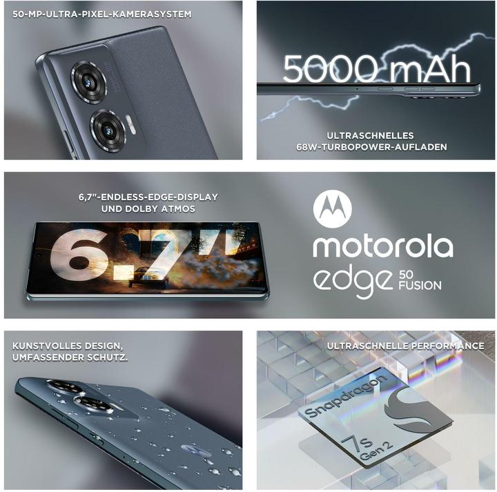 Productafbeelding Motorola Moto Edge50 Fusion (256 GB, Bosblauw, 6.70", SIM + eSIM, 50 Mpx, 5G)