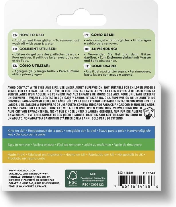 Nährwerte und Zutaten Snazaroo Glitzer Set Fein, 3 Farben