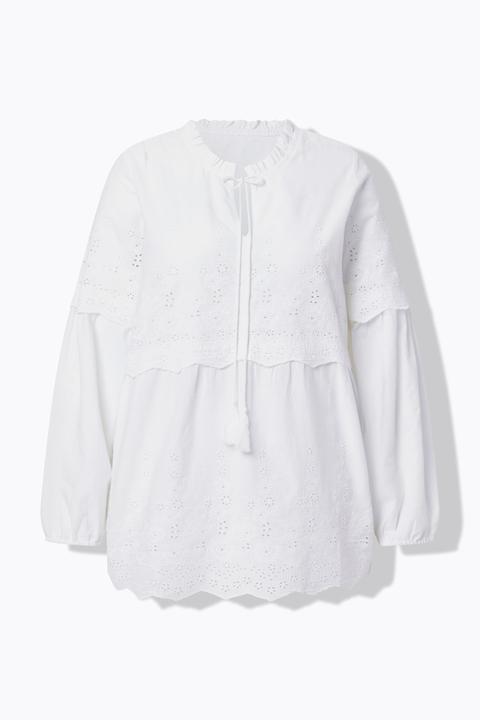 Immagine prodotto Ulla Popken Blusa Boho con ruche/pizzo, collo alto e maniche lunghe (62)