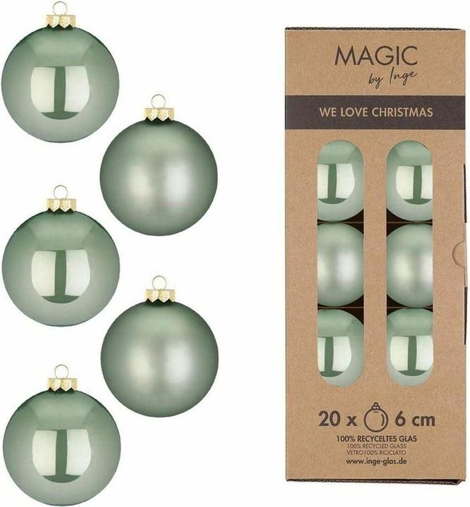 Inge’s Glas Christmas Decor INGES CHRISTMAS DECOR Weihnachtskugel 6 cm Grün, 20 Stück (20-teilig)