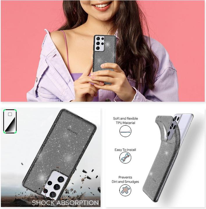 Immagine prodotto Nalia Custodia per cellulare Glitter (Samsung Galaxy S21 Ultra)
