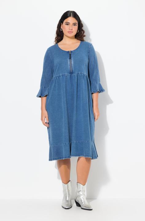 Produktbild Ulla Popken Midikleid, Zipper, A-Linie, Rundhals, 3/4-Arm (54)