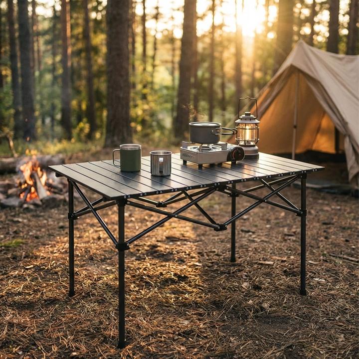 Produktbild Casativo Campingtisch höhenverstellbar mit Rollplatte aus Metall, Faltbarer Outdoor Tisch für Picknick & Camp