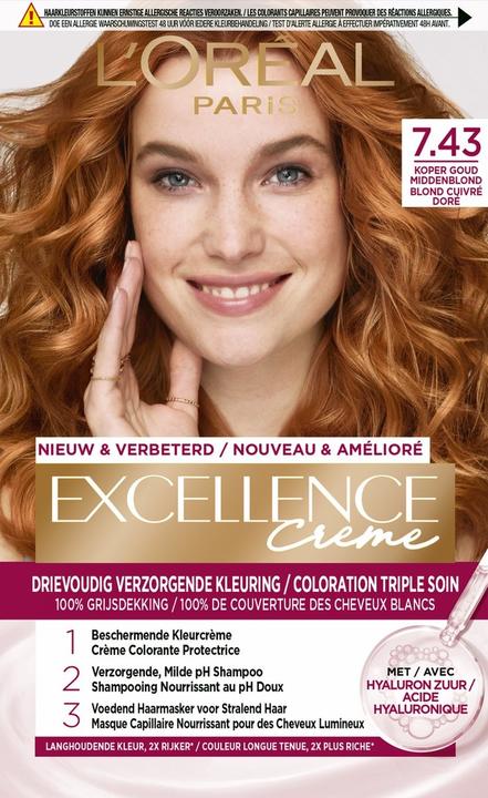 L'Oréal Paris Loreal Excellence No.7.43 Kupfer-Goldblond Haarfarbe (Kupfer Goldblond)