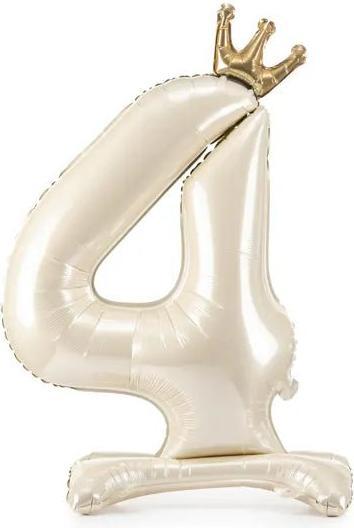 Produktbild Partydeco XL Zahlen Ballon crème 4 zum Aufstellen (ohne Helium)