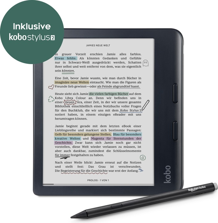 Kobo Libra Colour incl. Stylus 2 (7", 32 GB, Black)