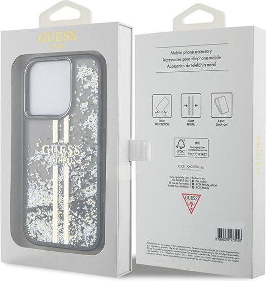 Produktbild Guess GUHCP15XLFCSEGK iPhone 15 Pro Max 6.7" czarny/black hardcase Liquid Glitter Gold Stripes (Apple iPhone 15 Pro Max)
