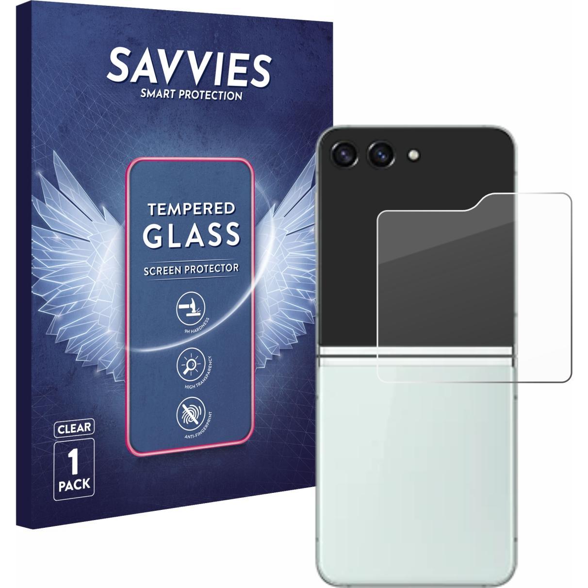 Savvies Panzerglas Schutzglas Displayschutz (1 Stück, Samsung Galaxy Z Flip5), Smartphone Schutzfolie, Transparent