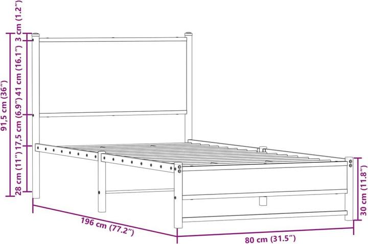 Actual product image vidaXL Bettgestell (90 x 190 cm)