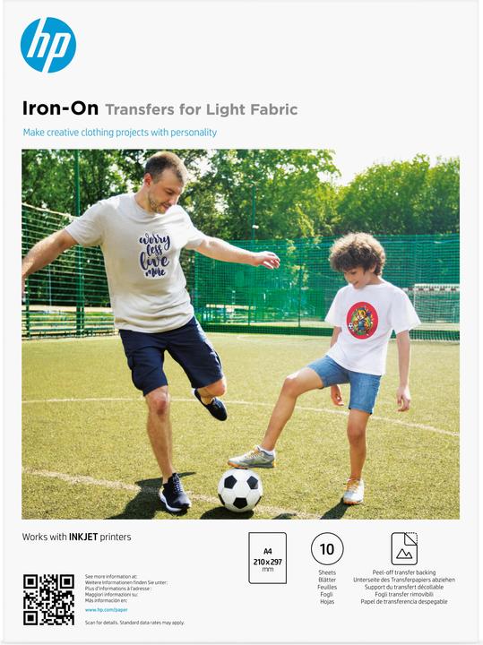 Produktbild HP Iron-On Transfers for Light Fabric A4 (210 x 297 mm) 10 sheets (200 g/m², 210 x 297 mm, 10 x)