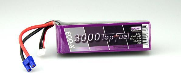 Actual product image Hacker TopFuel LiPo Battery 3000mAh 22.2V 6S 20C MTAG (22.20 V, 3000 mAh)
