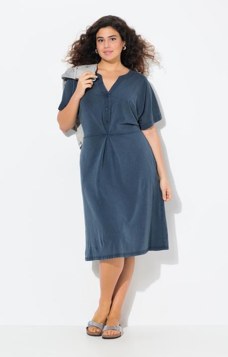 Produktbild Ulla Popken Jerseykleid, A-Linie, Tunika-Ausschnitt, Halbarm (62)