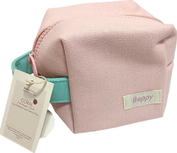 Beppy Panties «CORAL» Pink/Rosa, Grösse M, zwei Menstruations-Slips mit Waschtasche und Aufbewahrungs