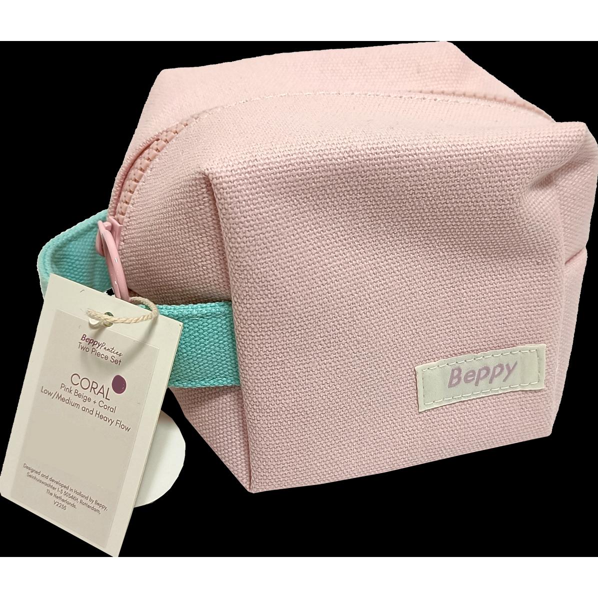 Beppy, Menstruationstasse, Panties «CORAL» Pink/Rosa, Grösse M, zwei Menstruations-Slips mit Waschtasche und Aufbewahrun...
