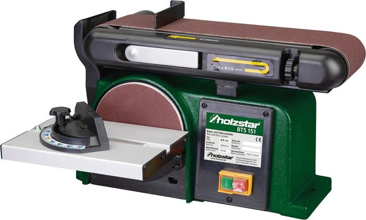 Magni Levigatrice a nastro e a disco Holzstar BTS151 (per legno dolce/legno duro, corpo macchina compatto) (Smerigliatrice, 370 W)