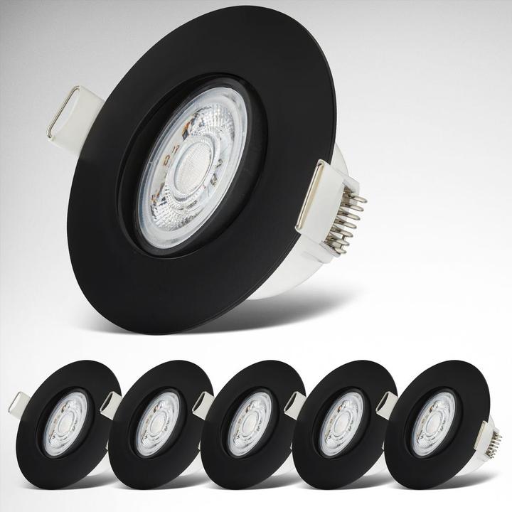 Image du produit B.K.Licht Lampes LED encastrées, set de 6, IP65, noir, 6xPlaque LED/4,9W (480 lm)
