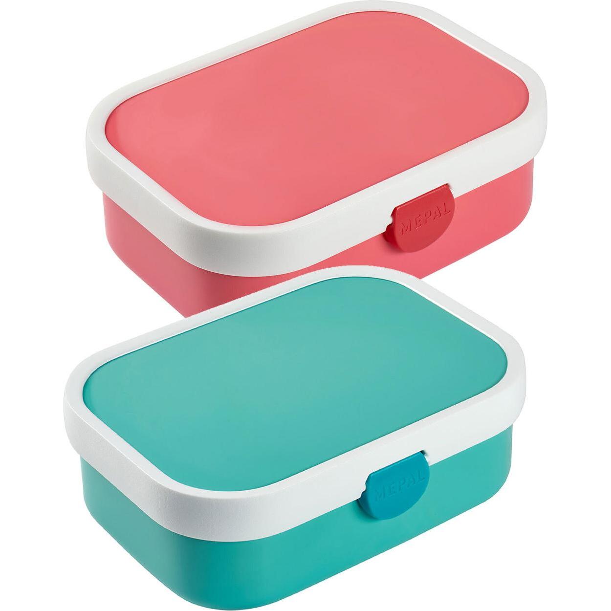 Mepal Brotdosen mit Einsatz & Gabel Campus, Lunchbox, Türkis, Pink
