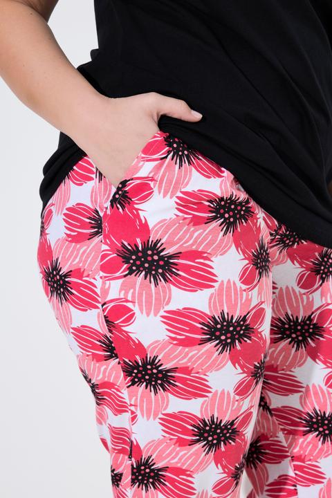 Produktbild Ulla Popken Pyjama, Blüten, Rundhalsausschnitt, Halbarm (60)