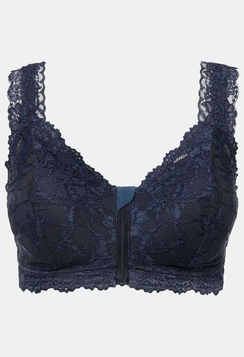 Actual product image Ulla Popken Lace Zip Front Versatile Wirefree Bustier (90 B)