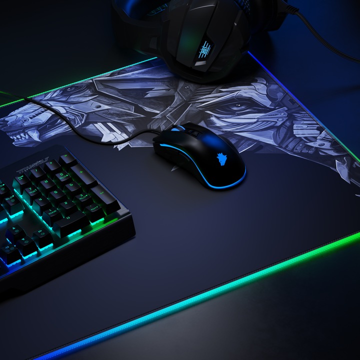 Actual product image Titanwolf RGB Gaming Mouse Pad, Mouse Mat 900 x 400 mm, improves precision & speed, Sidewolf (XL)