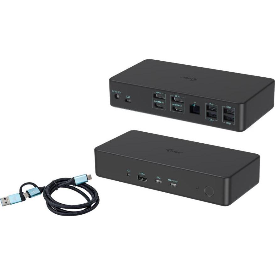 i-tec USB 3.0/USB-C/TB 3 PRO DUAL 4K (USB-C, 9 Ports), Dockingstation + USB Hub, Schwarz