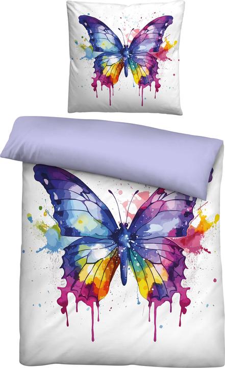 Image du produit Biberna Bettwäsche Schmetterling 44483-008 bunt (Set de linge de lit, 135 x 200 cm, 80 x 80 cm)