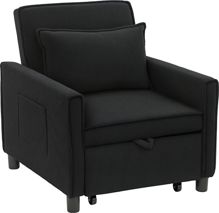 Actual product image Homcom Schlafsessel Polyester, Eukalyptusholz Schwarz