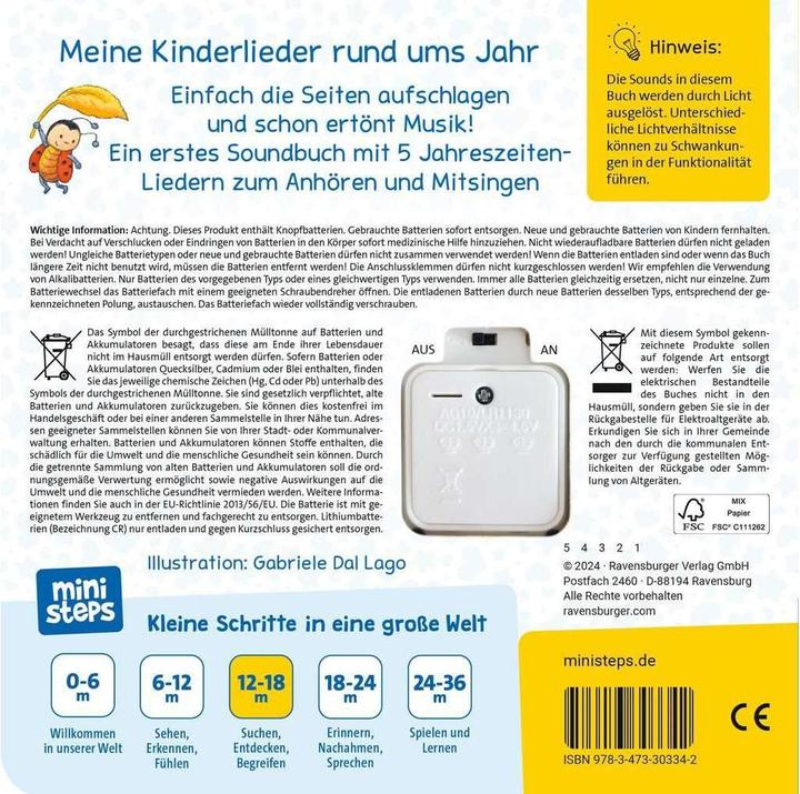 Produktbild Ravensburger Hör rein, sing mit! Meine ersten Jahreszeiten-Lieder (Deutsch)