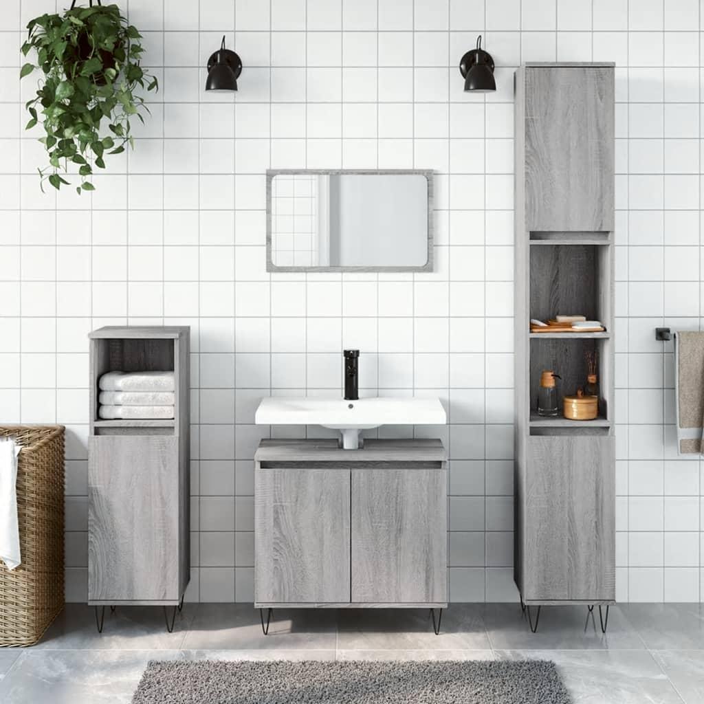 Thumbnail - VidaXL, Badezimmerschrank, Badschrank Grau Sonoma 58x33x60 cm Holzwerkstoff, Farbe (58 x 33 x 60 cm)