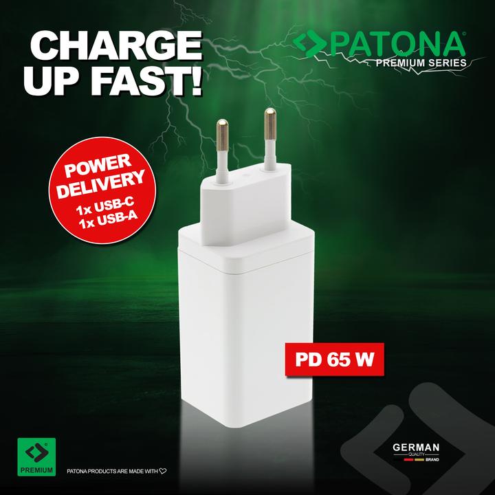Actual product image Patona GaN PD 65W USB-C + USB-A white (65 W, 2 ports)