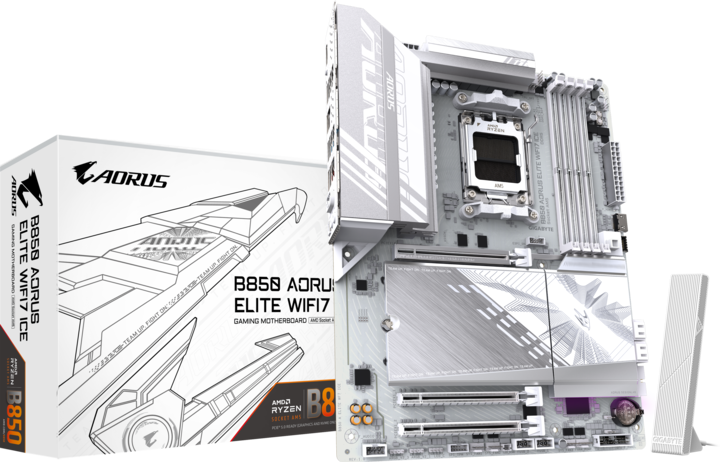 Image du produit Gigabyte B850 AORUS Elite WIFI7 ICE (AM5, AMD B850, ATX)