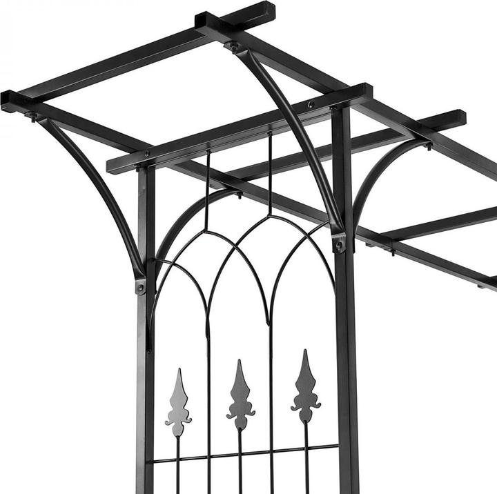 Actual product image Dema Rosenbogen Torbogen Gartentor Rosengitter Rankhilfe Rankgitter Metall schwarz (204 cm, 204 cm)