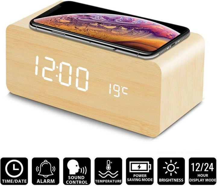 Produktbild Lobwerk QI Digital Wecker Ladestation Qi Wireless Ladegerät für iPhone Samsung Tischuhr
