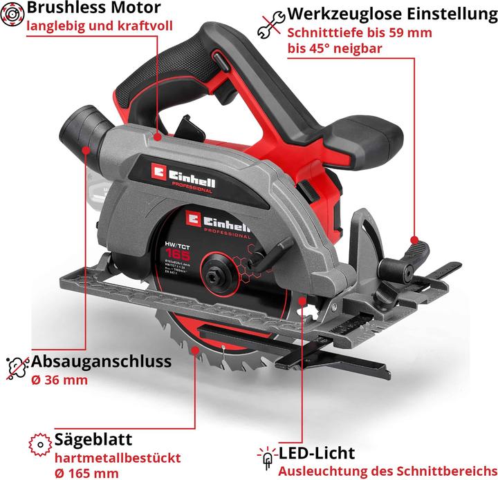 Productafbeelding Einhell Professional TP-CS 18/165 Li BL - Solo