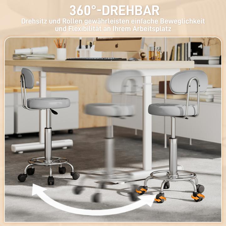 Image du produit Homcom Rollhocker Polyester, Stahl Grau